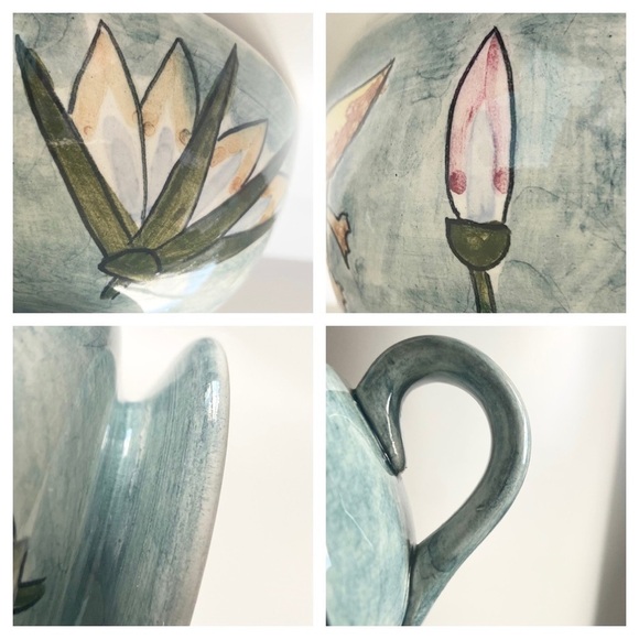 Artisan Ceramic Bowl Whimsical Fish Bird Lilly Pad Sea Ocean Decorative Art - Picture 7 of 11